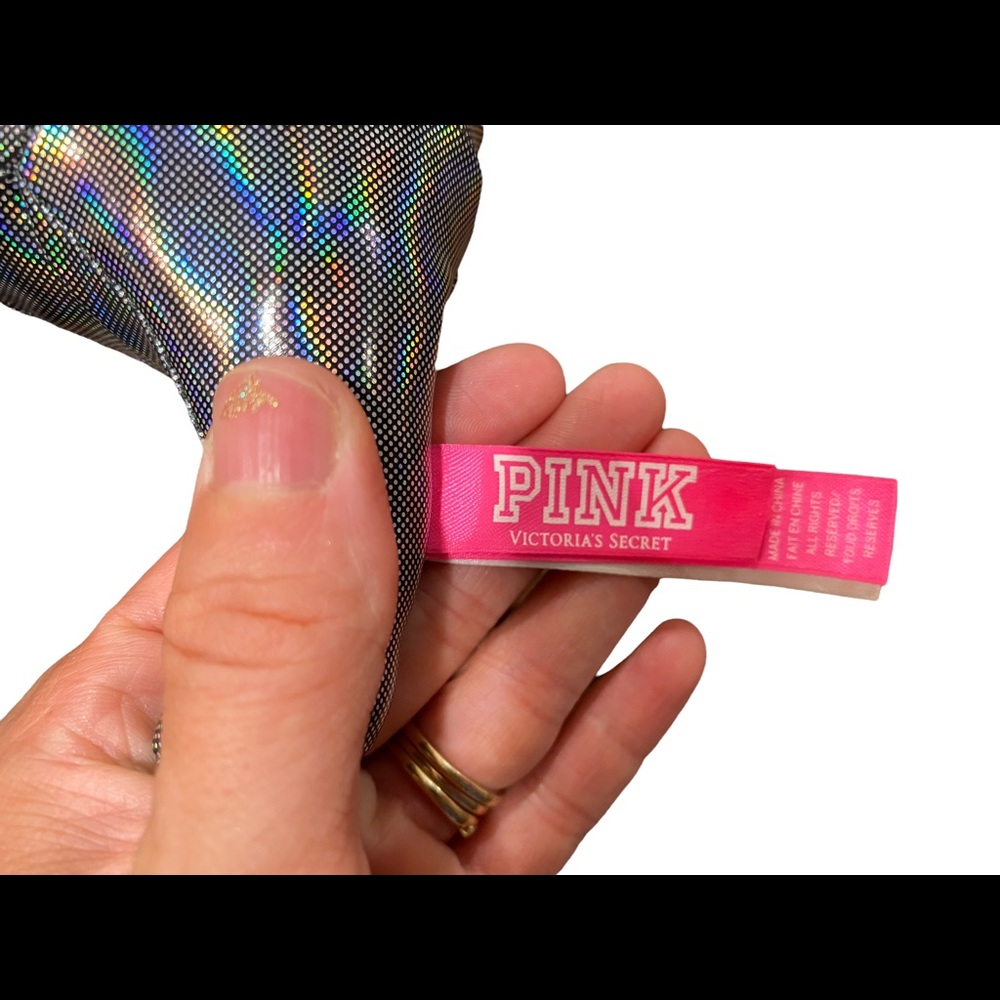 PINK Victoria's Secret Metallic Silver Plush Dog (2013) - Picture 4 of 7